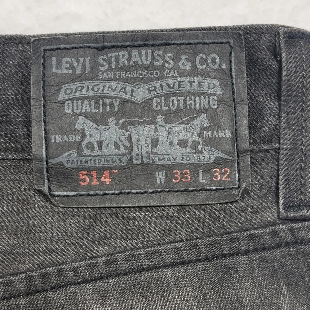 Levis Jeans 514 Men 33x32 Black Denim Back Flap Pockets Slim Straight